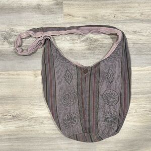 Flying High Boho Shoulder Tote Bag Purple Aztec Sun Moon 100% Cotton